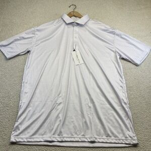 Collars & Co Polo Mens 3XL Blue White Dress Collar Polo Tattersall Check Plaid